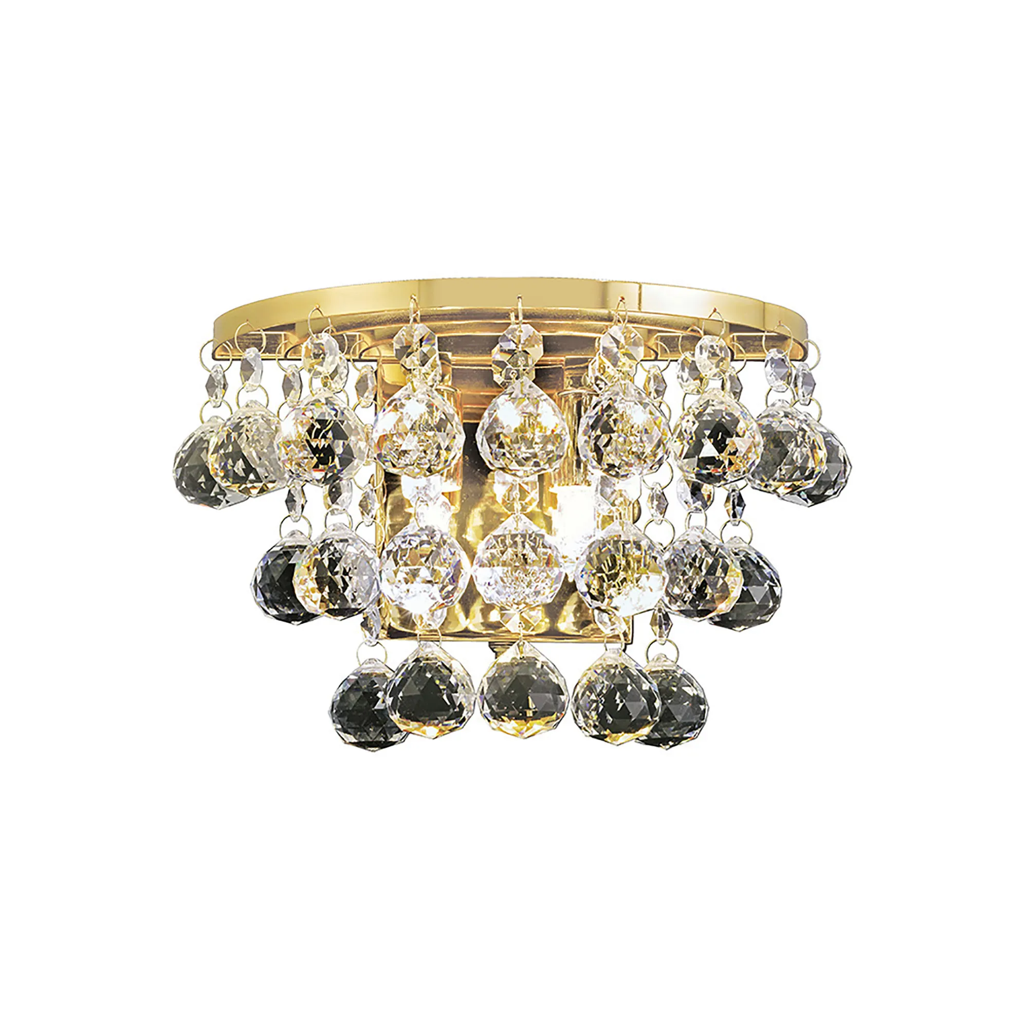 Atla French Gold Crystal Wall Lights Diyas Flush Crystal Wall Lights